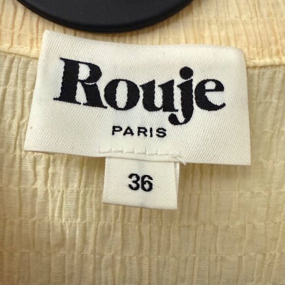 Rouje Paris Yellow Palmyra Crinkle Long Sleeve Button Shirt Womens 36 Small - Picture 3 of 6
